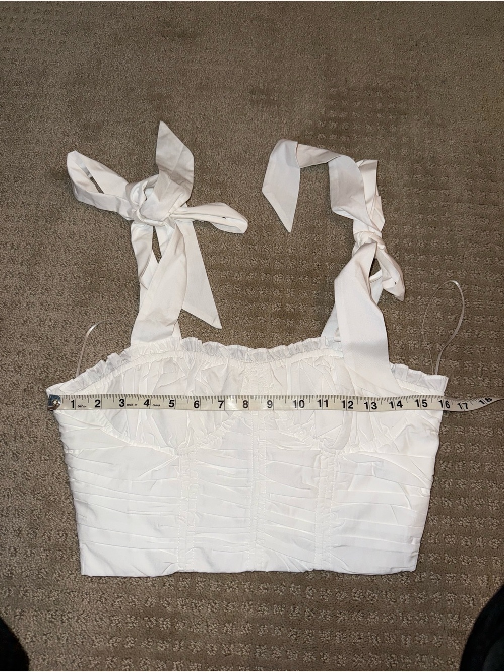 NWT Vestique Boutique White Corset Style Tie Shoulder Crop Top Size Small - Picture 7 of 11